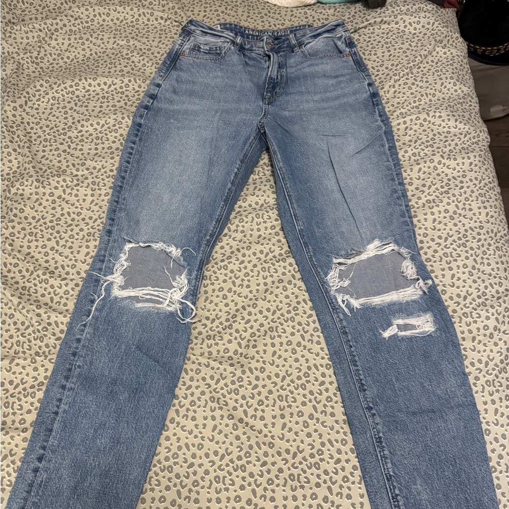 American Eagle Outfitters Blue Skinny Distressed Jeans
